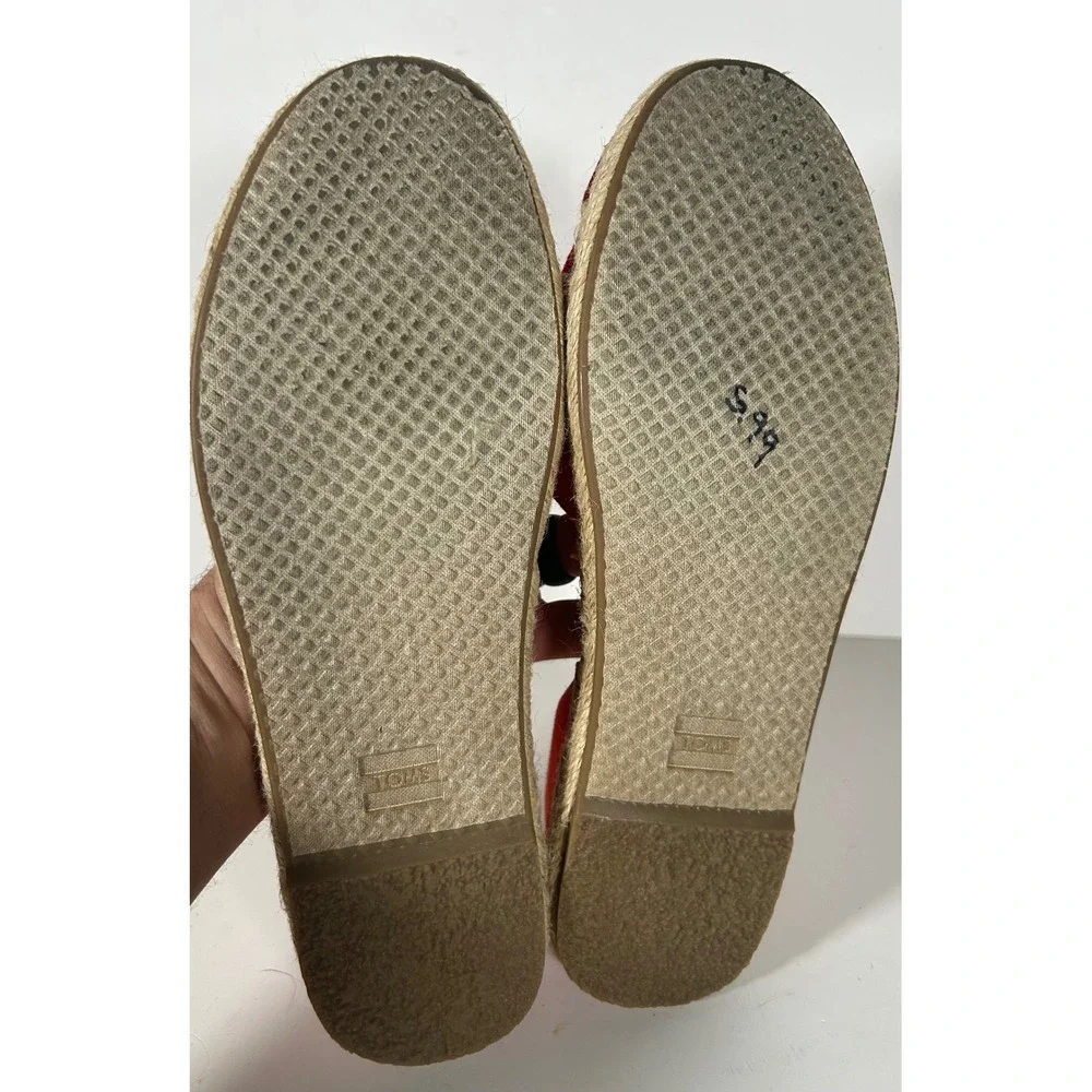 Clare V x TOMS Red Canvas Espadrille Slip On Flats Womens 7.5